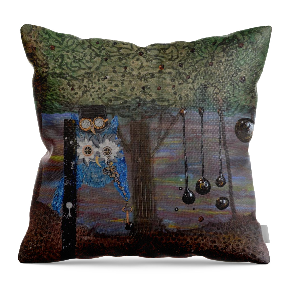 Steampunk Throw Pillow featuring the painting Hoopunked Steampunked No. 391 by MiMi Stirn