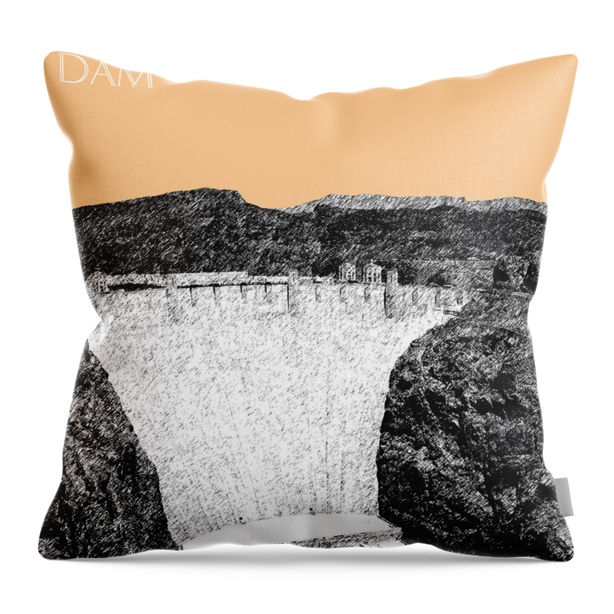 Architecture Throw Pillow featuring the digital art Hoover Dam - Wheat by DB Artist