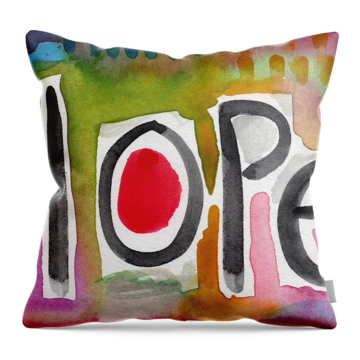 Hope Throw Pillow featuring the painting Hope- colorful abstract painting by Linda Woods