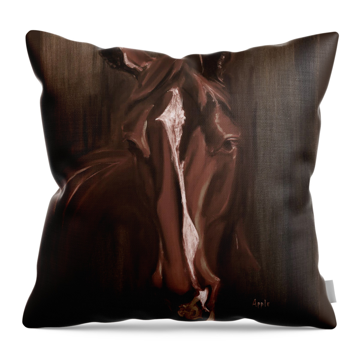 Horse Throw Pillow featuring the painting Horse Apple warm brown by Go Van Kampen