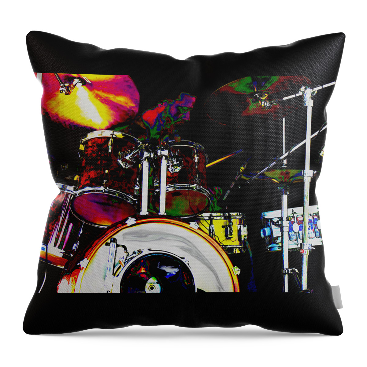 Drum Set And Drummer Throw Pillow featuring the photograph Hot Licks Drummer by Kae Cheatham