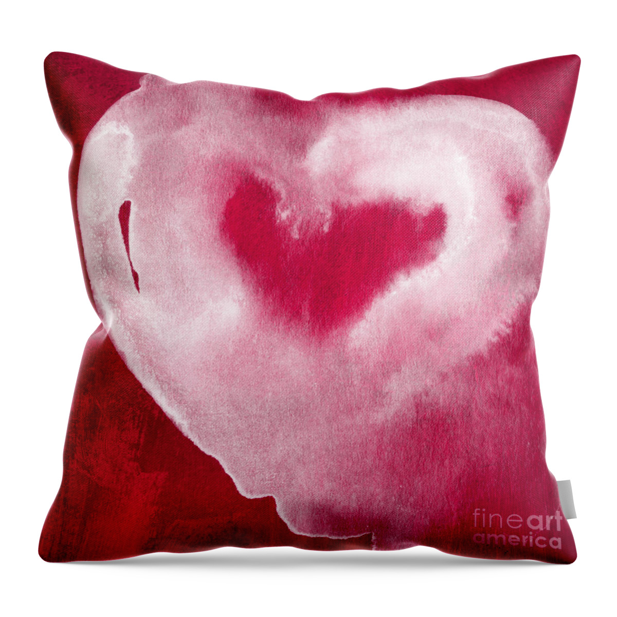 Valentine Throw Pillow featuring the mixed media Hot Pink Heart by Linda Woods