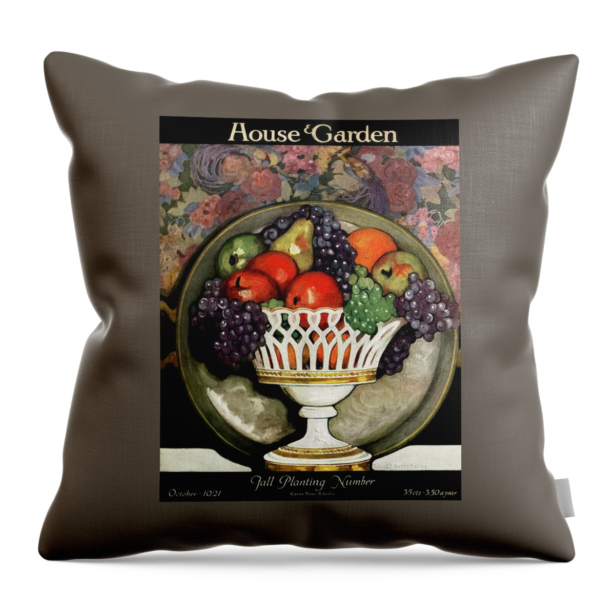 House And Garden Fall Planting Number Cover Throw Pillow