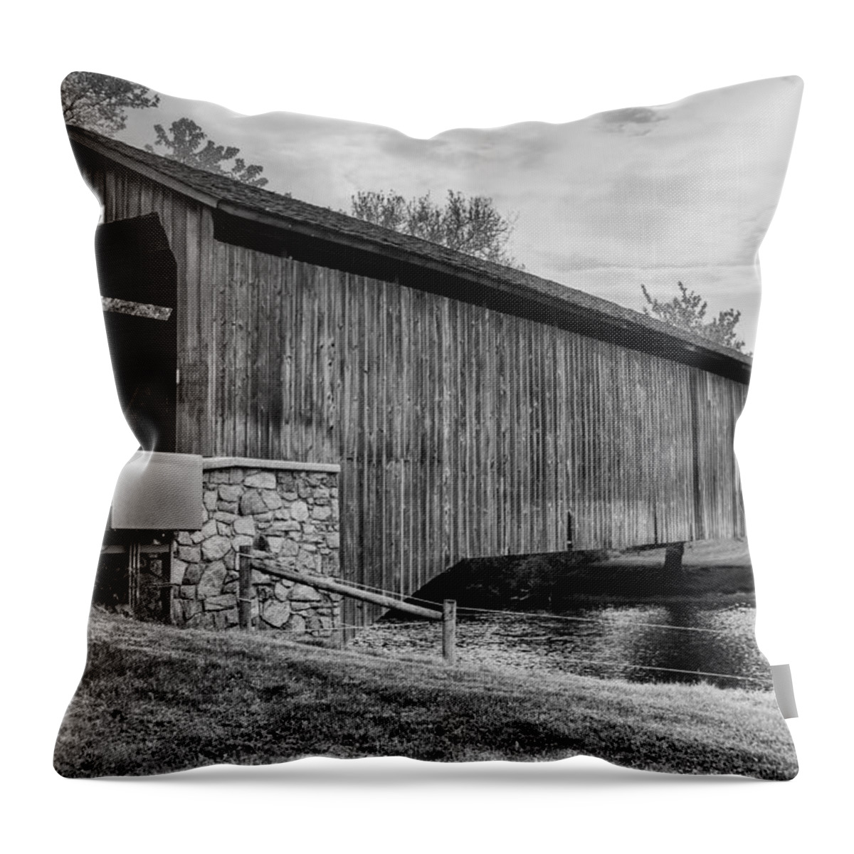Bridges Throw Pillow featuring the photograph Hunsecker's Mill Bridge by Guy Whiteley