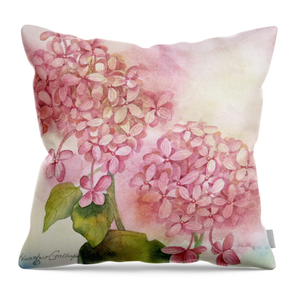 Hydrangea Throw Pillow featuring the painting Hydrangea by Heather Gallup