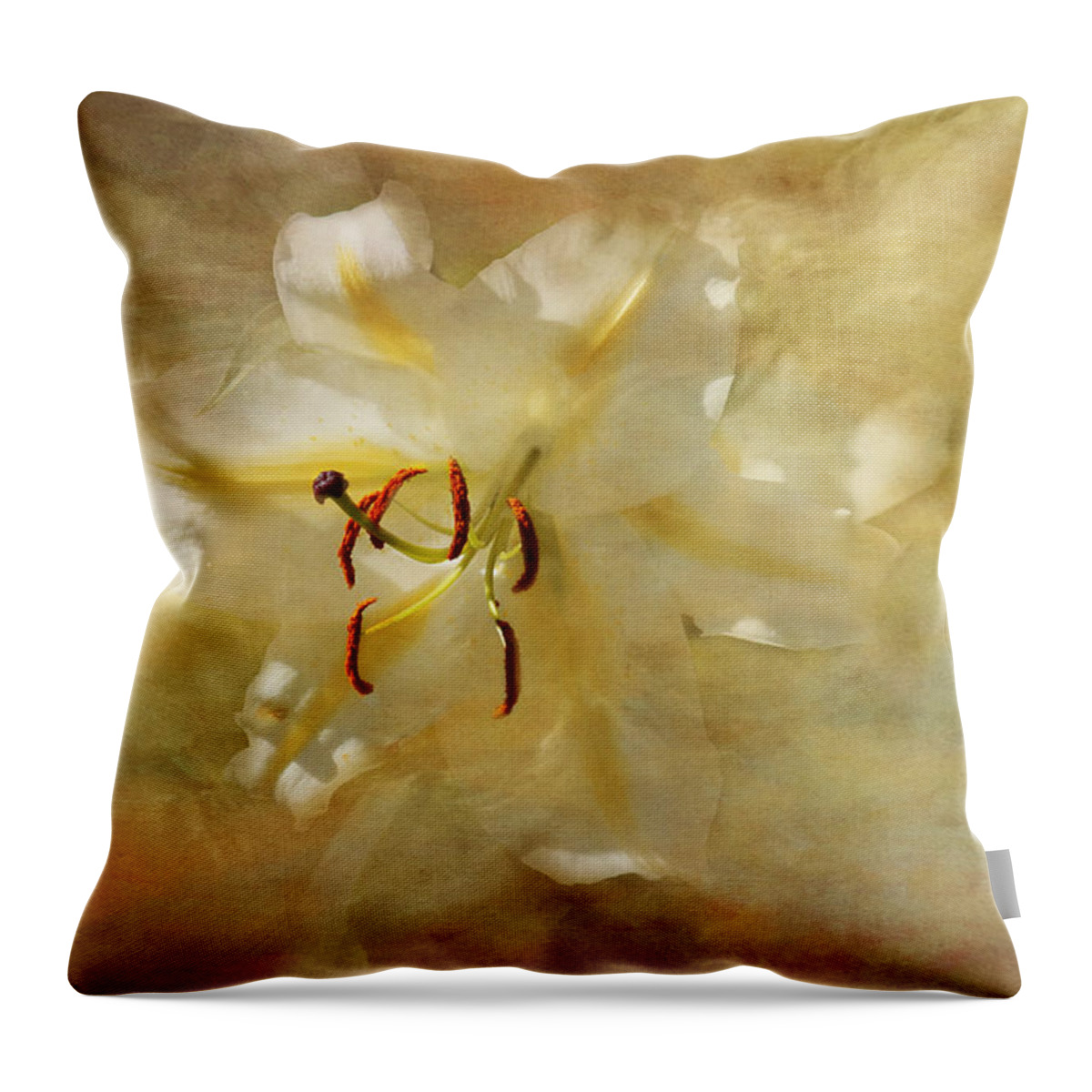 White Lily Throw Pillow featuring the photograph I am so Happy for You by Marina Kojukhova