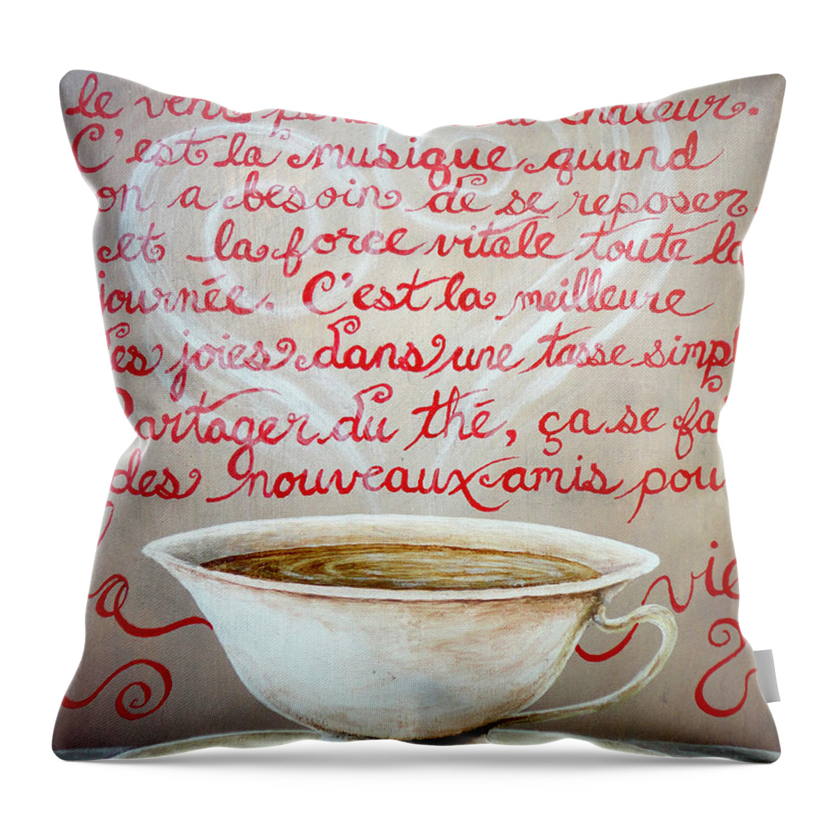 Tea Throw Pillow featuring the painting I Love Tea by Michelle Bien