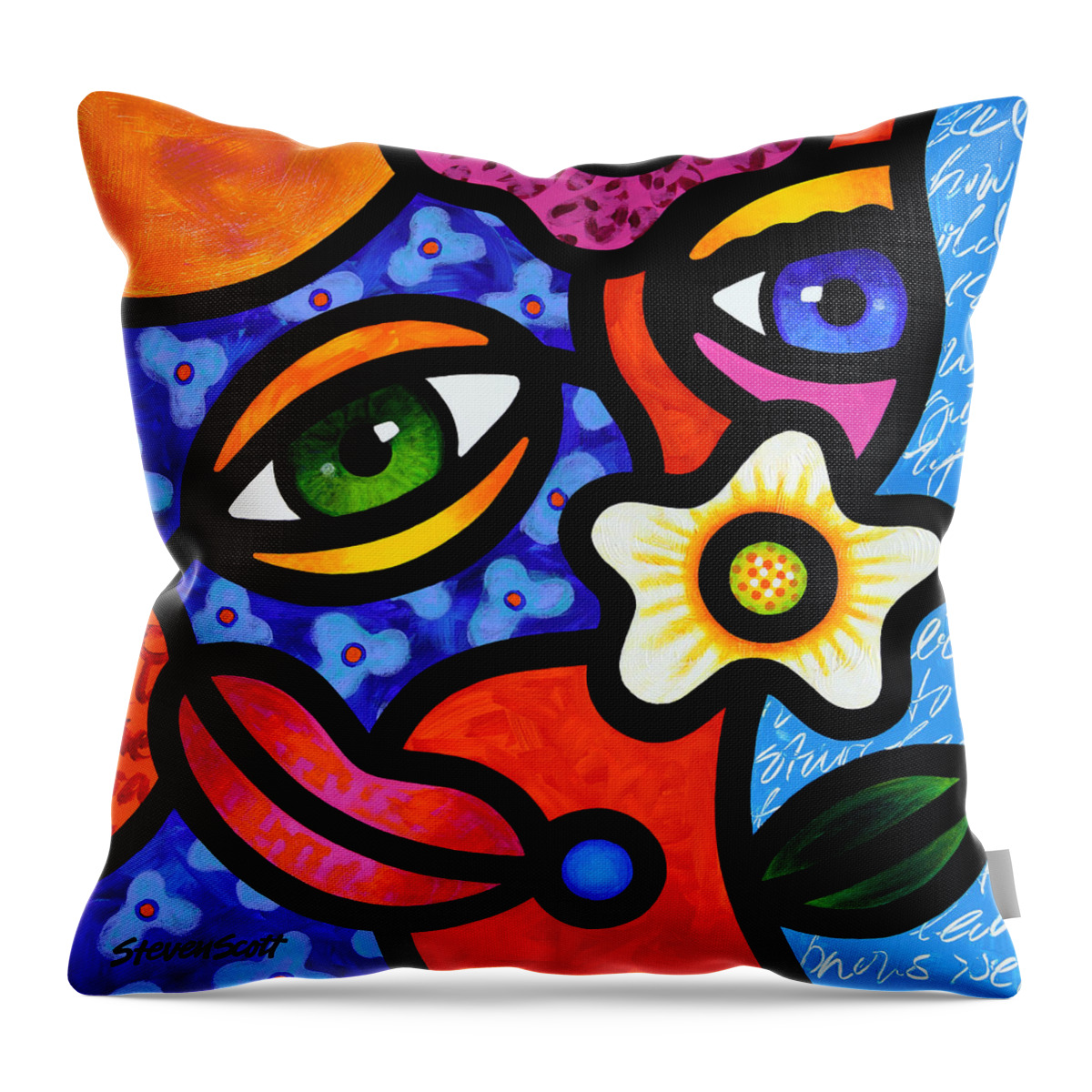 Abstract Throw Pillow featuring the painting I Think I Like You by Steven Scott