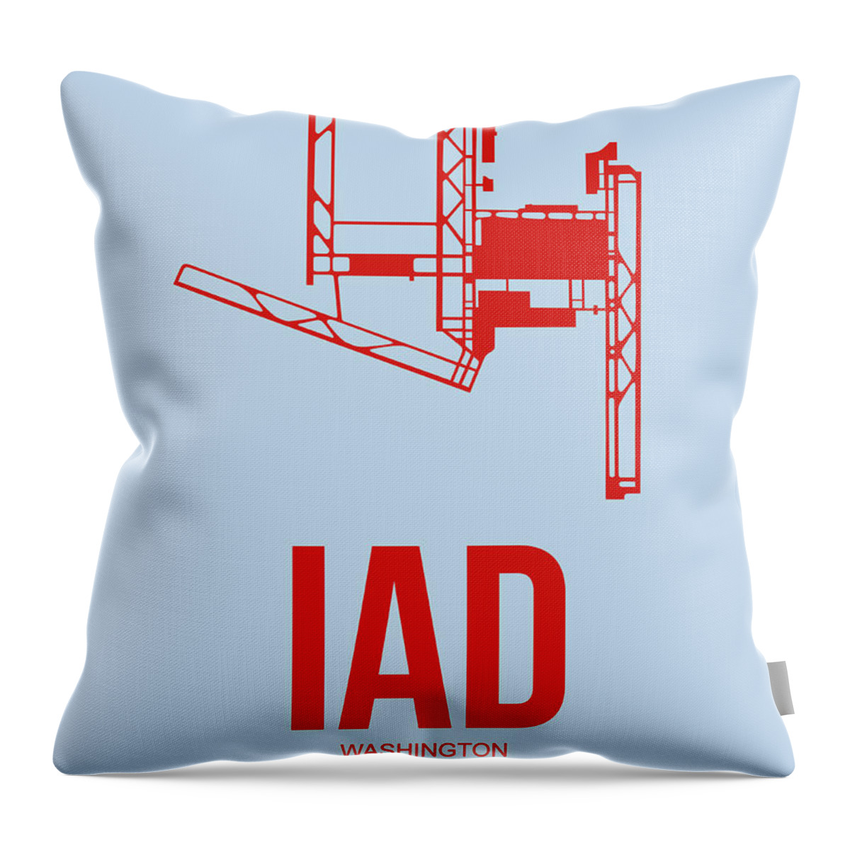 Washington D.c. Throw Pillow featuring the digital art IAD Washington Airport Poster 2 by Naxart Studio