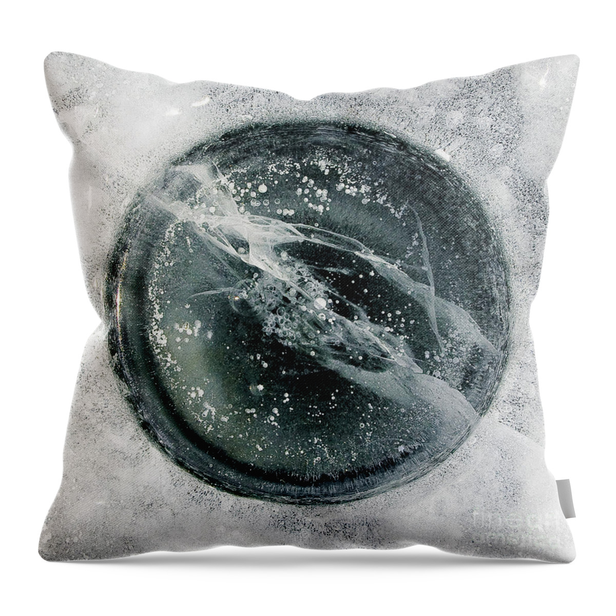 Ice Throw Pillow featuring the photograph Ice Fishing Hole 8 by Steven Ralser