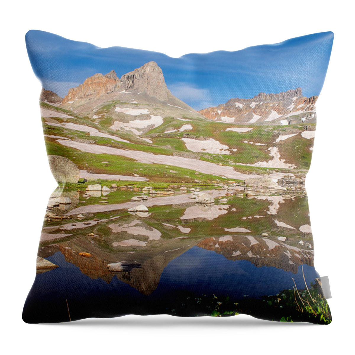 Landscape Throw Pillow featuring the photograph Ice Lakes Reflection by Aaron Spong