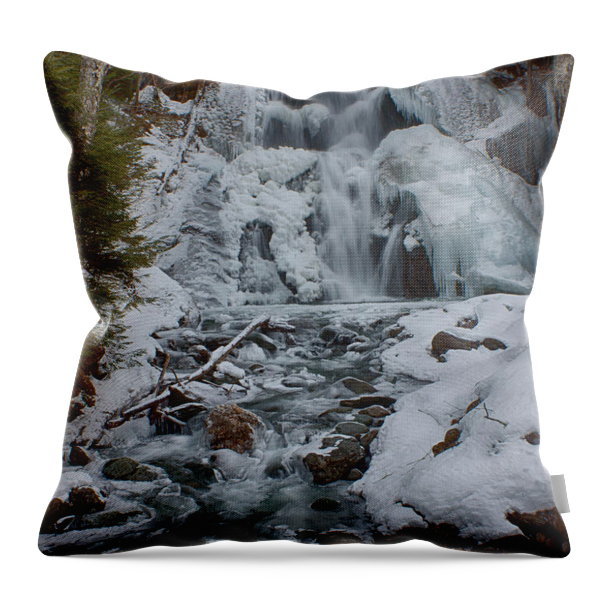 #jefffolger Throw Pillow featuring the photograph Icy flow of water by Jeff Folger