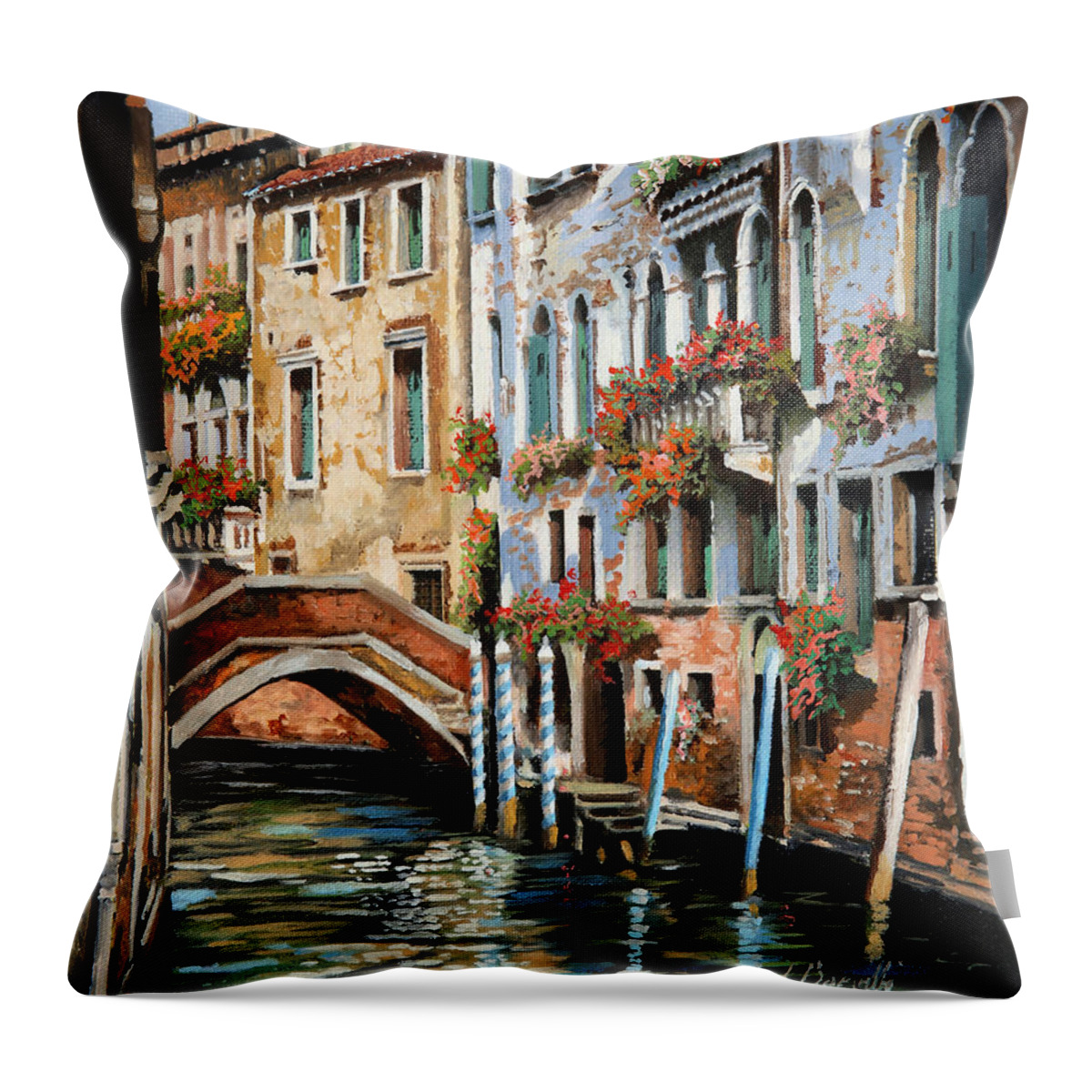 Venice Throw Pillow featuring the painting Il Ponte E I Pali by Guido Borelli