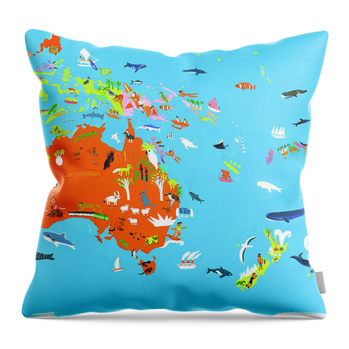 Abundance Throw Pillow featuring the photograph Illustrated Map Of Australasian by Ikon Ikon Images