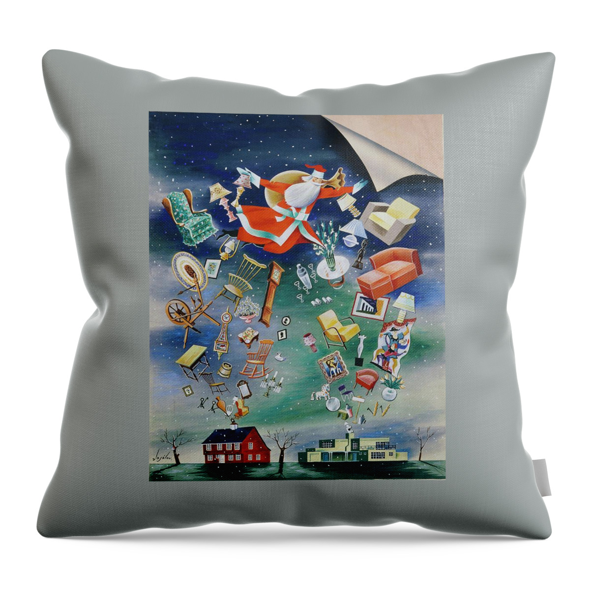 Illustration Of Santa Claus Throw Pillow
