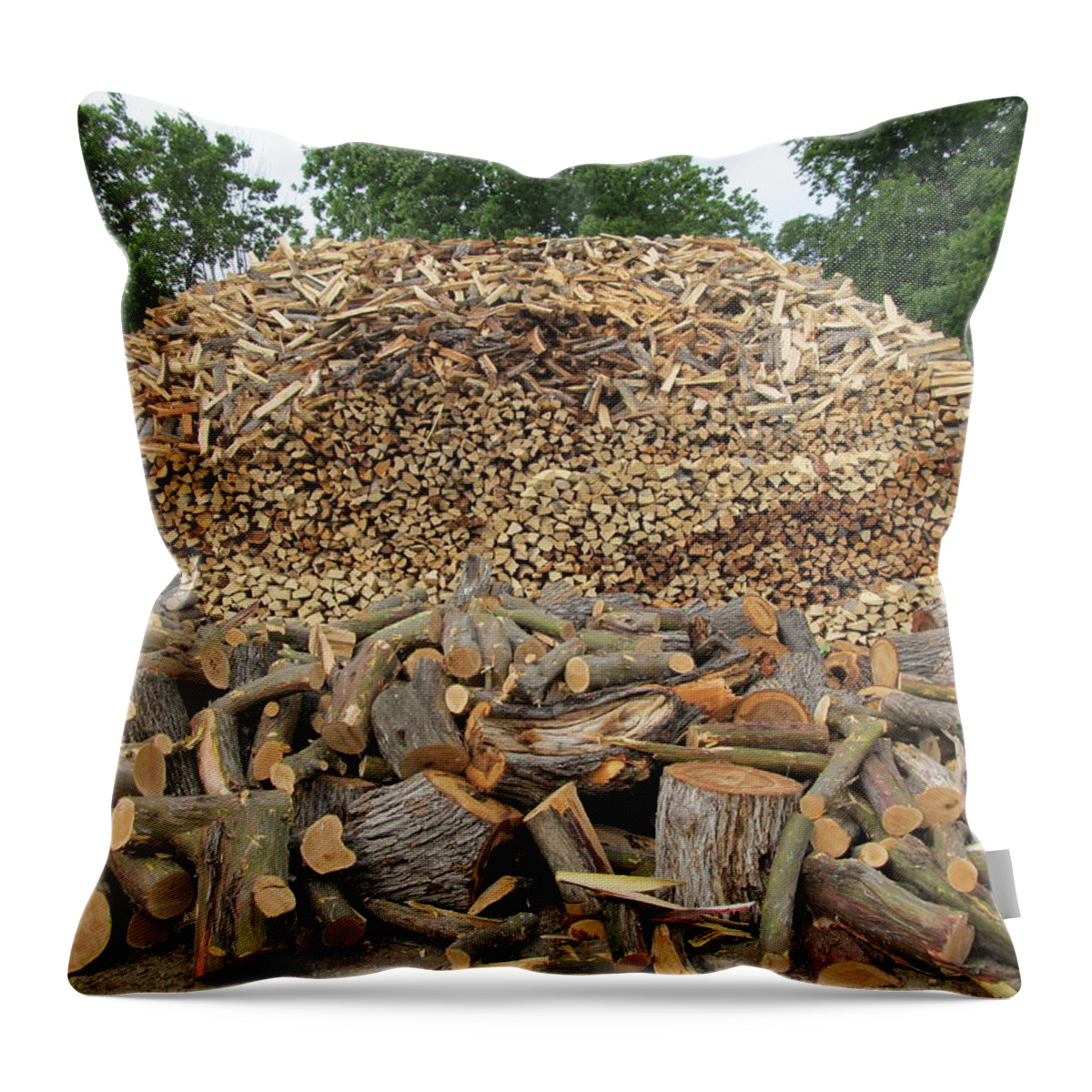 Impressive Giant Wood Pile Throw Pillow by Donna Wilson - Fine Art America