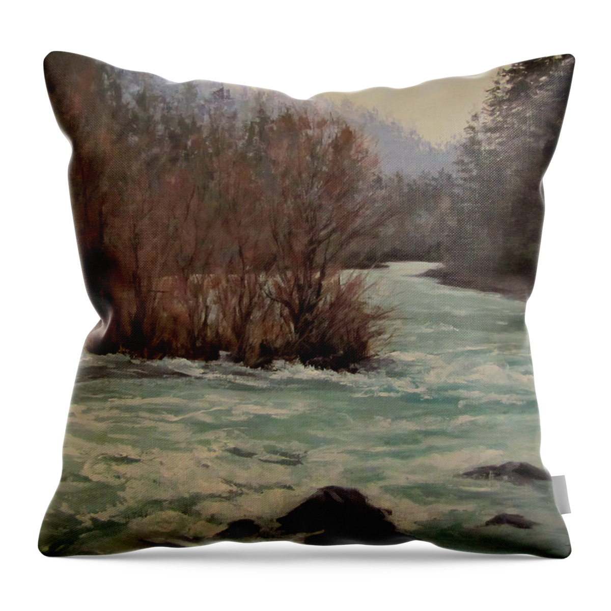 Landscape Throw Pillow featuring the painting In All Seasons by Karen Ilari