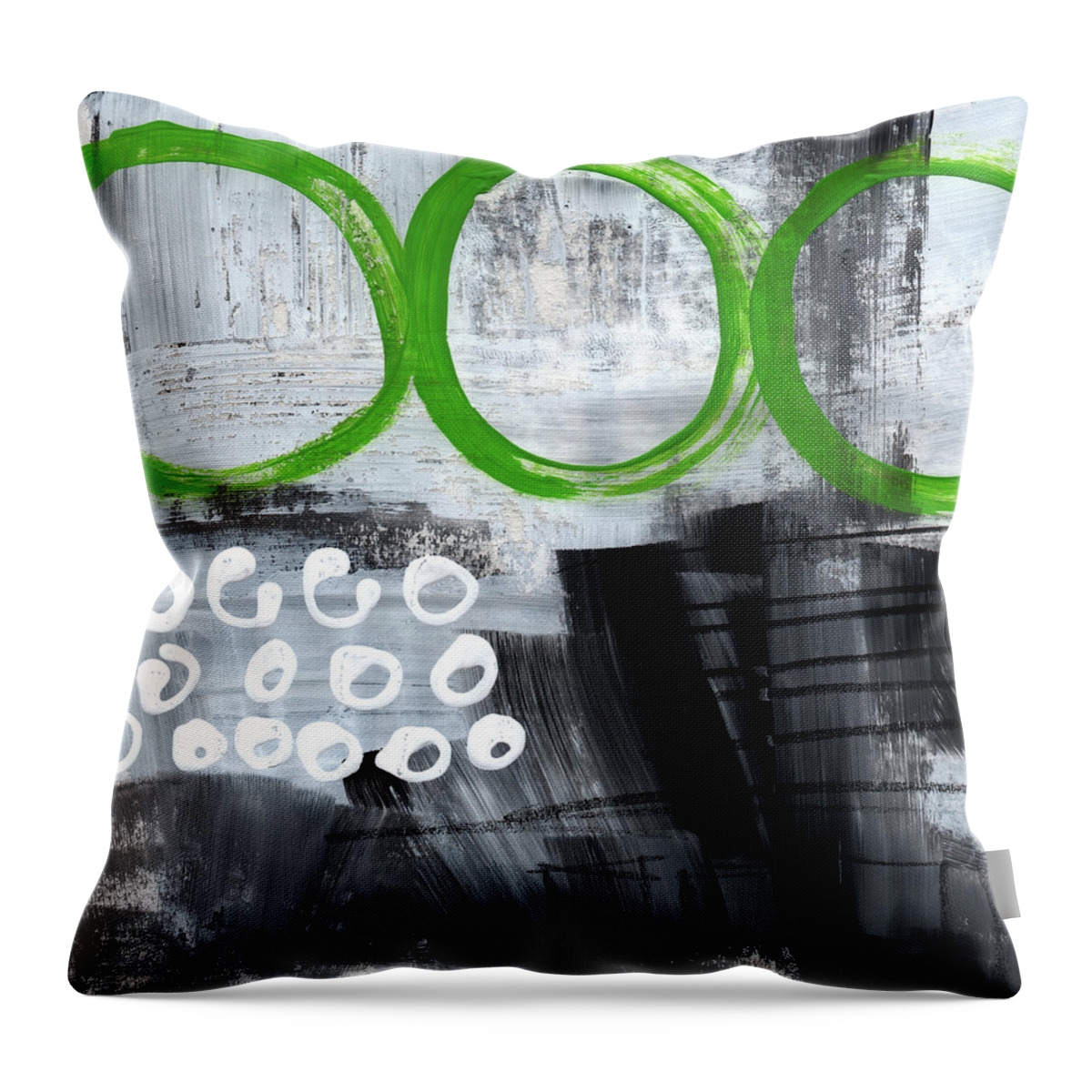 Abstract Throw Pillow featuring the painting In Circles- abstract painting by Linda Woods