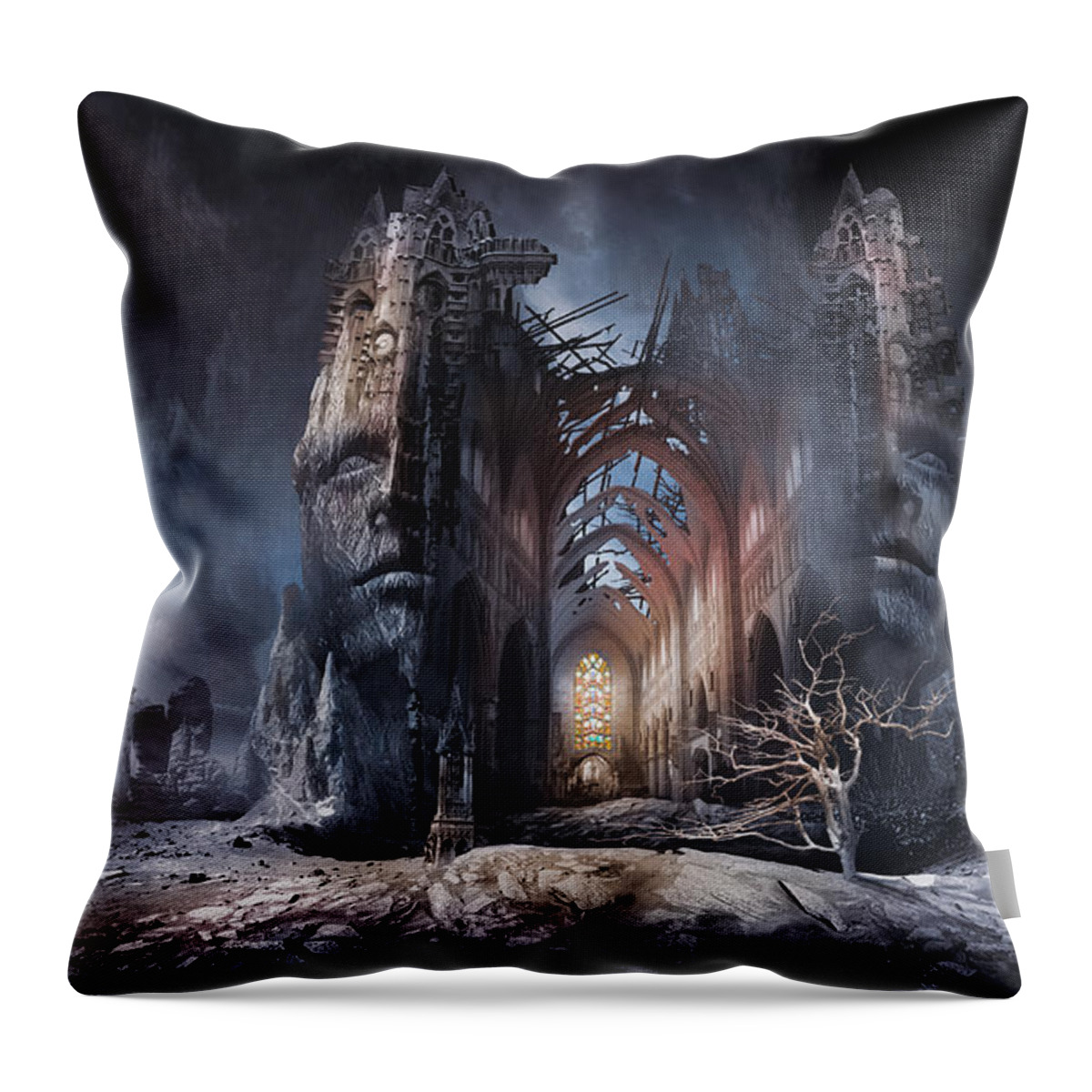 Portrait Architecture Throw Pillow featuring the digital art In Search of Meaning by George Grie