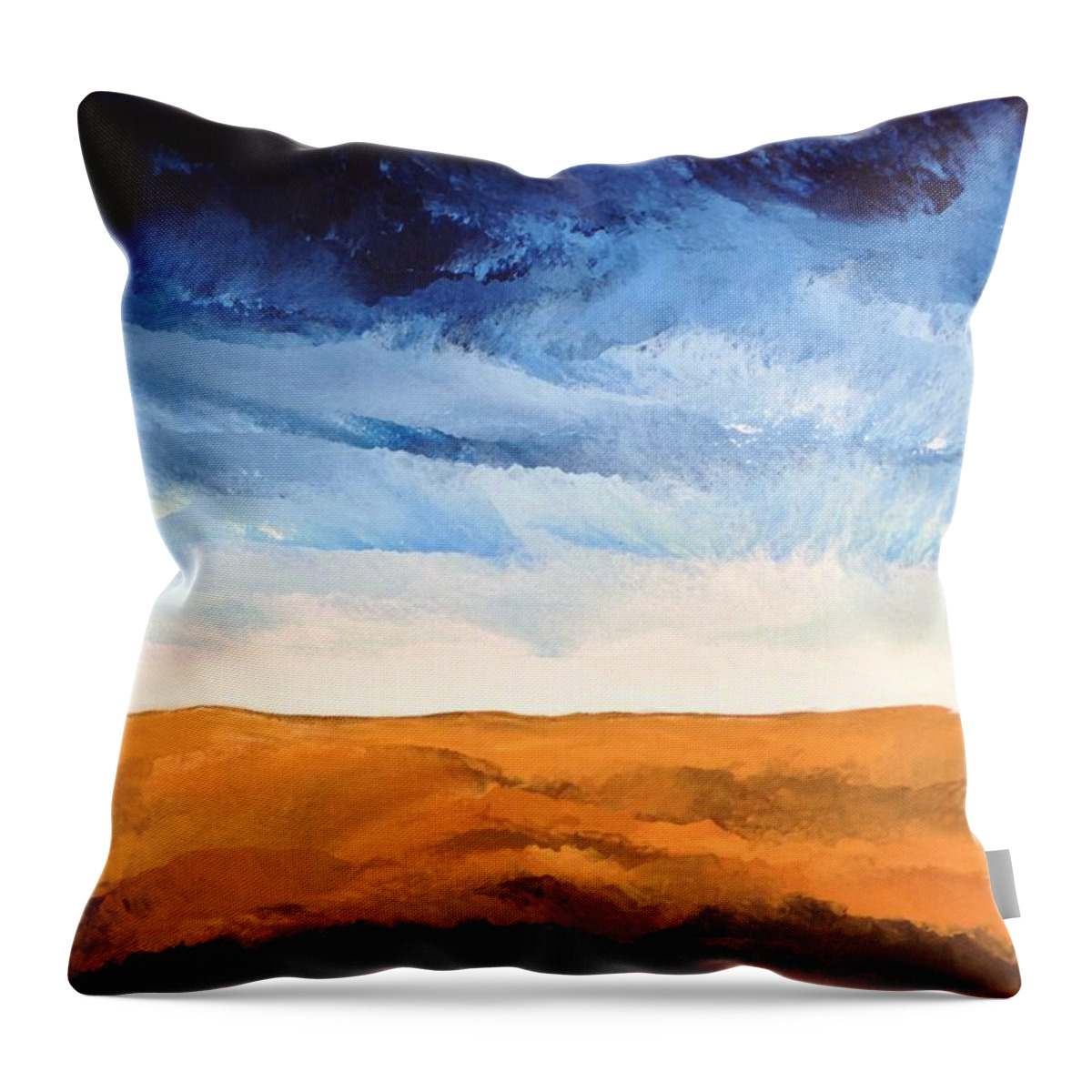 Dark Blue Sky Throw Pillow featuring the painting In The Distance by Linda Bailey