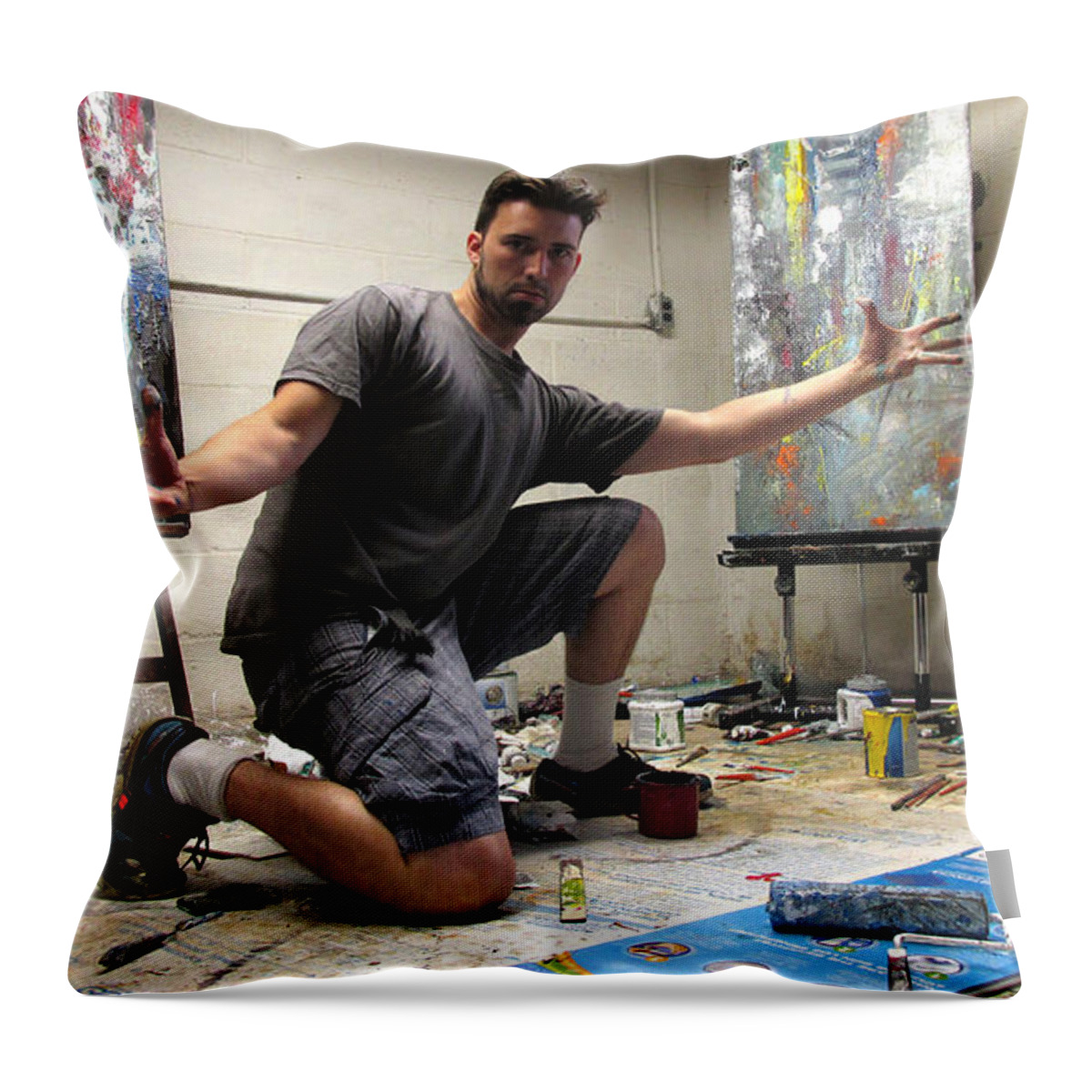 John Gholson Throw Pillow featuring the painting In The Studio by John Gholson