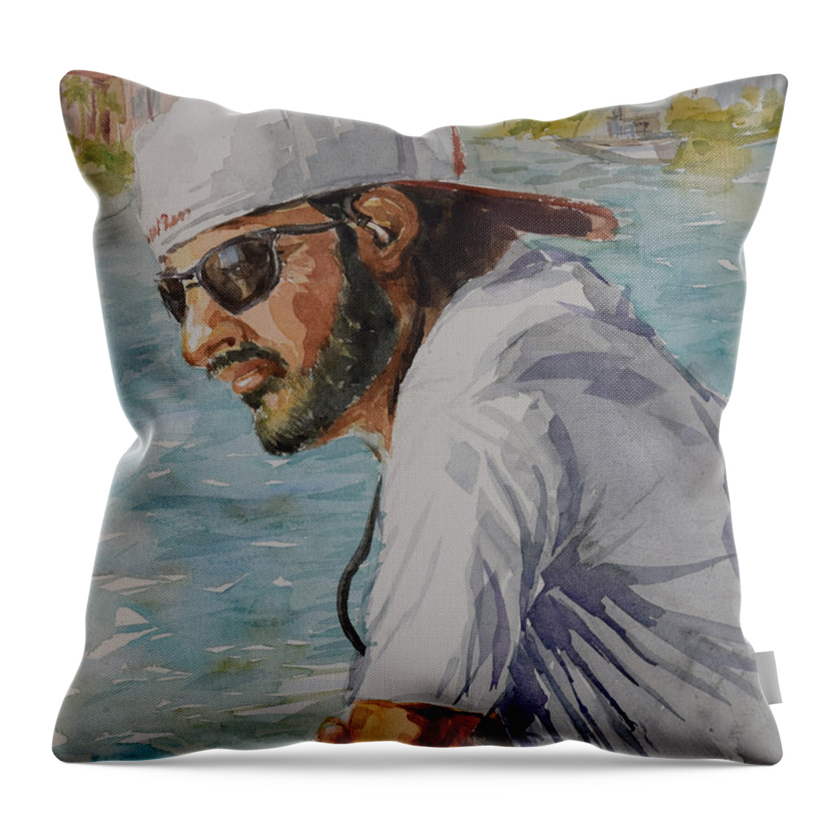 On The Boat Throw Pillow featuring the painting In Tuned by Jyotika Shroff