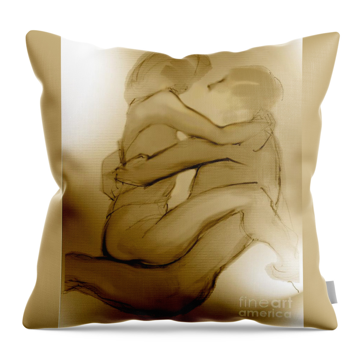 Weltman Throw Pillow featuring the mixed media In Your Arms In Your Heart by Carolyn Weltman