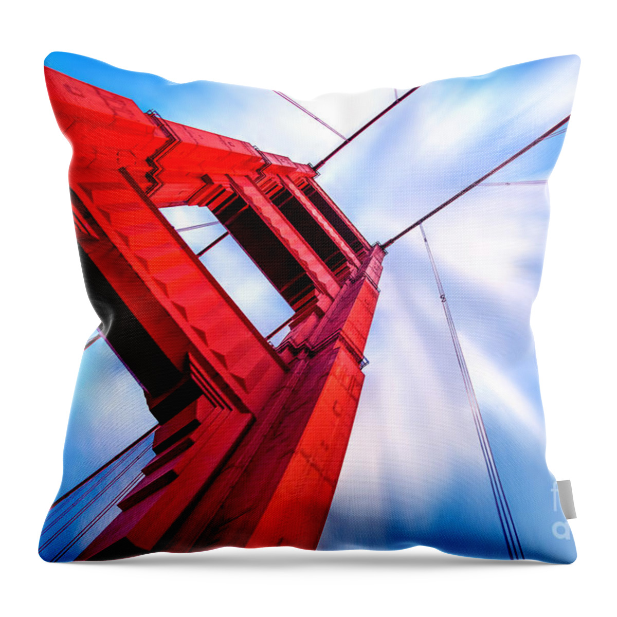 Golden Gate Bridge Throw Pillow featuring the photograph Industrial Boom by Az Jackson