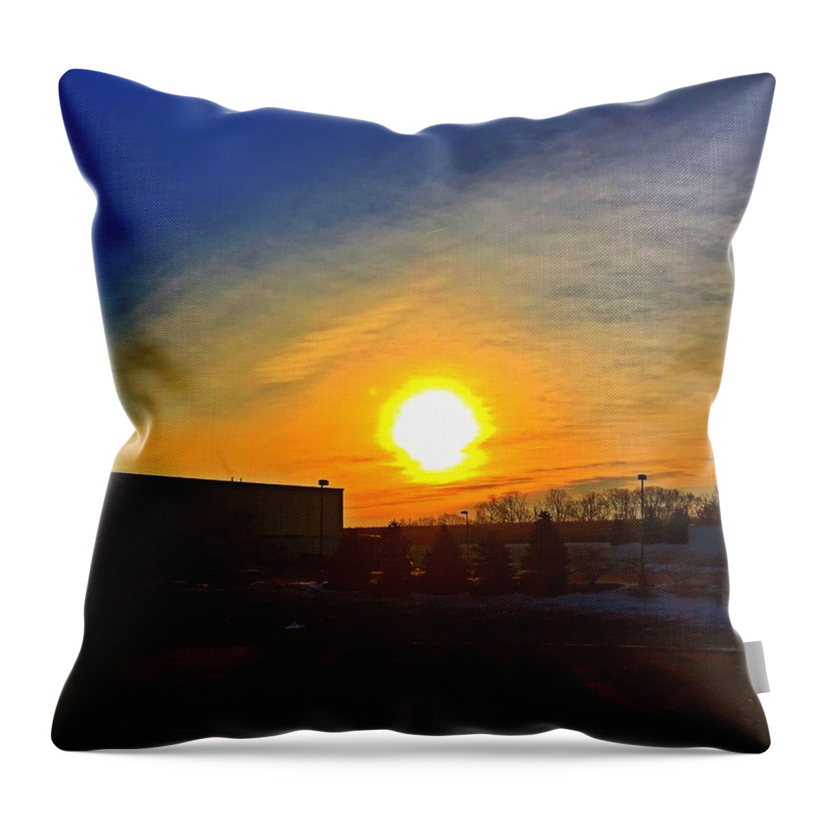 Sun Throw Pillow featuring the photograph Industrial Sunrise by Chris Montcalmo