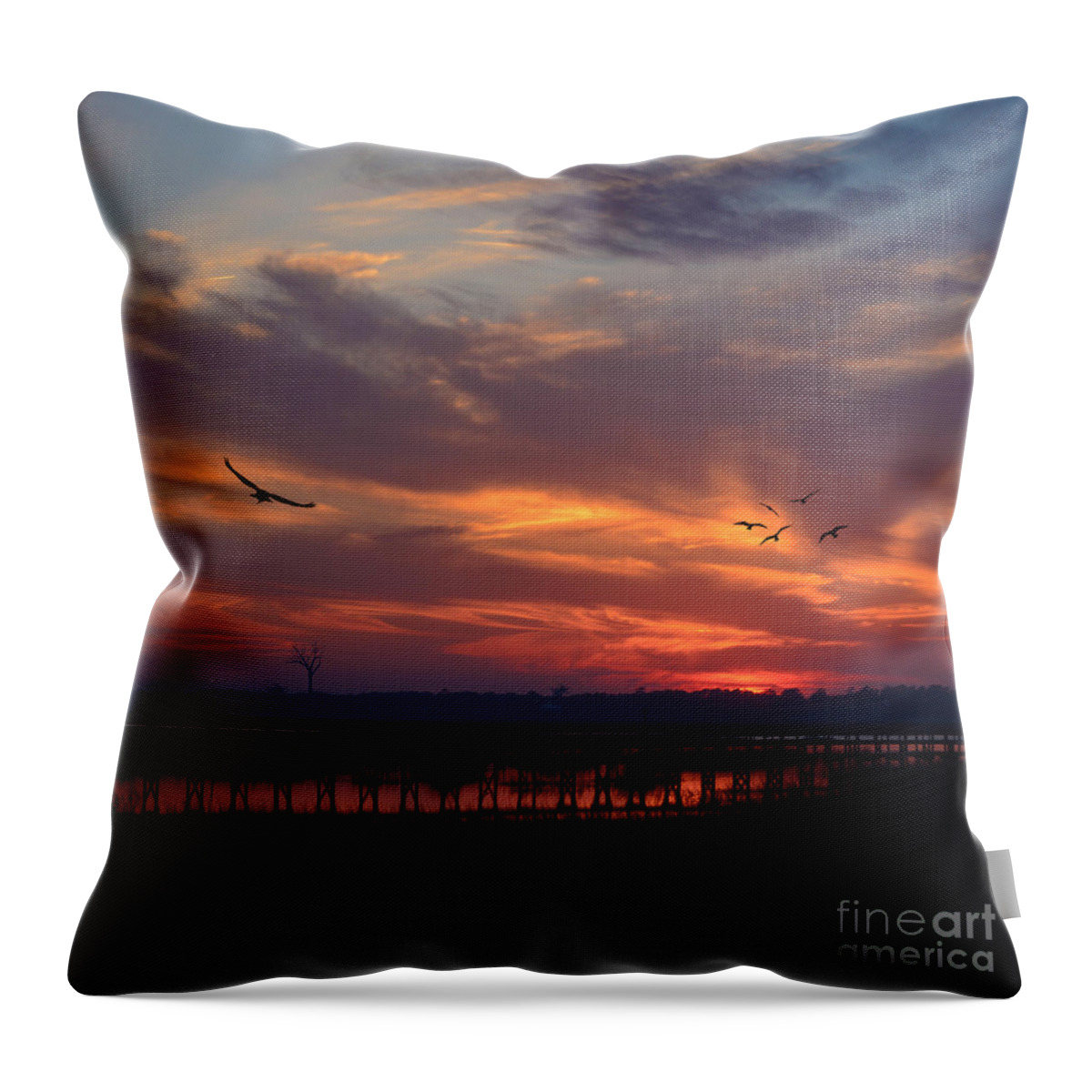 Throw Pillows Throw Pillow featuring the photograph Inlet Sunset Throw Pillow by Kathy Baccari