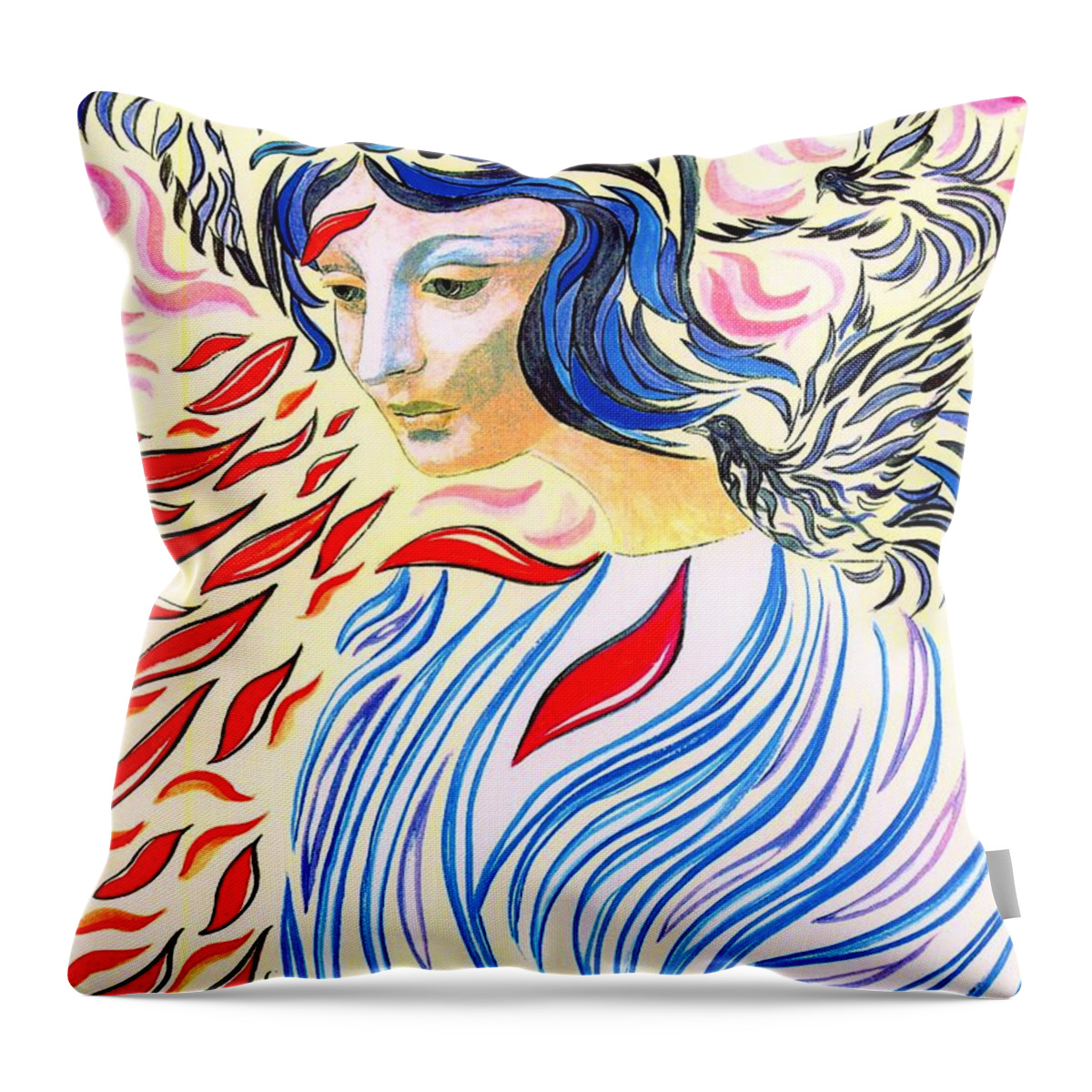 Spiritual Throw Pillow featuring the painting Inner Peace by Jane Small