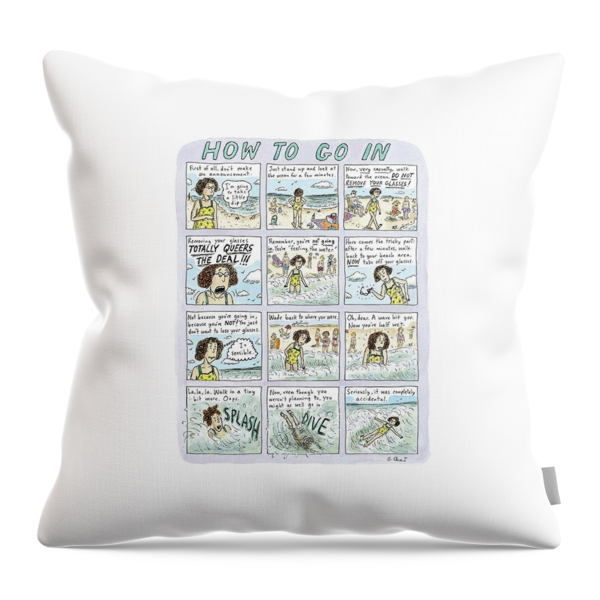 Instructions For Getting Into The Ocean Throw Pillow