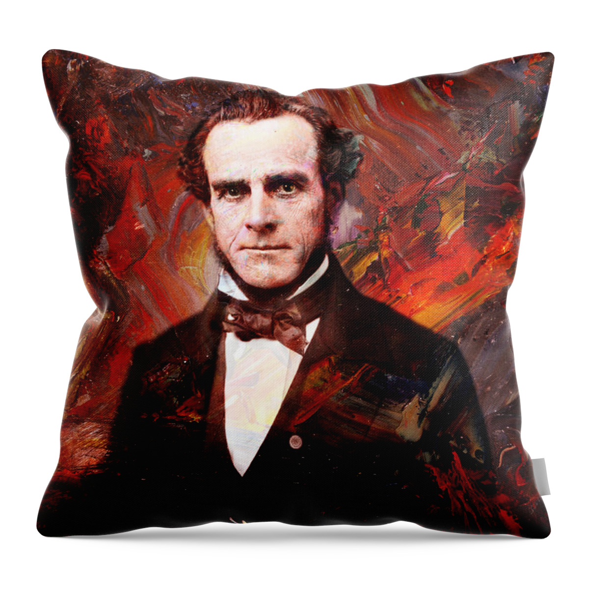 Historical Figure Throw Pillow featuring the painting Intense Fellow 2 by James W Johnson