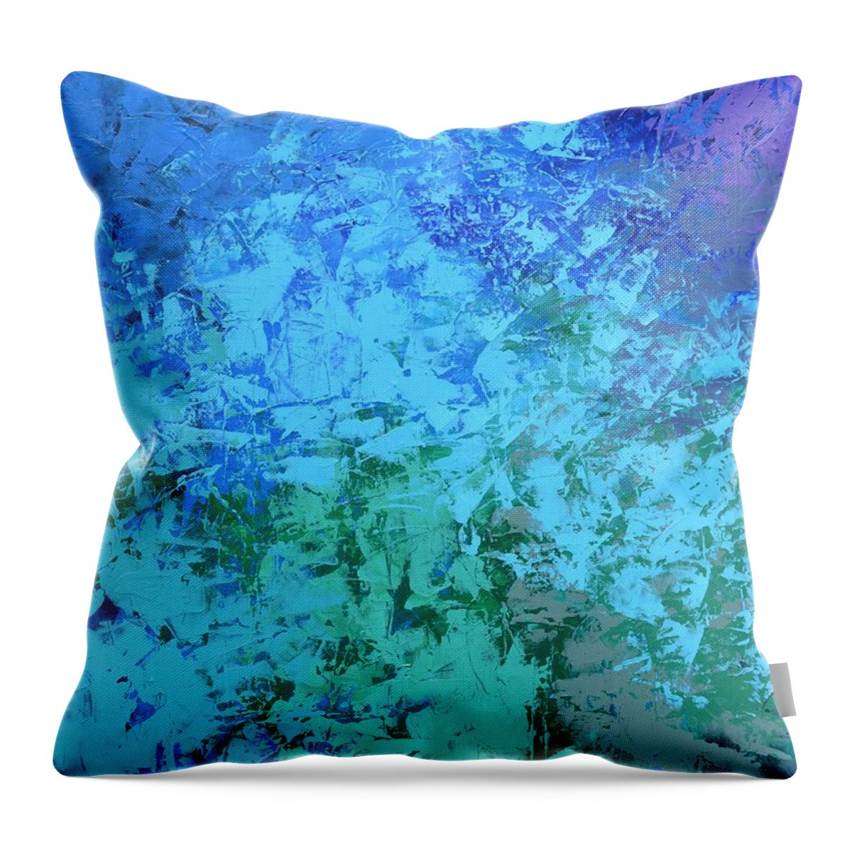 Abstract Throw Pillow featuring the painting Into the Deep Blue Sea by Linda Bailey