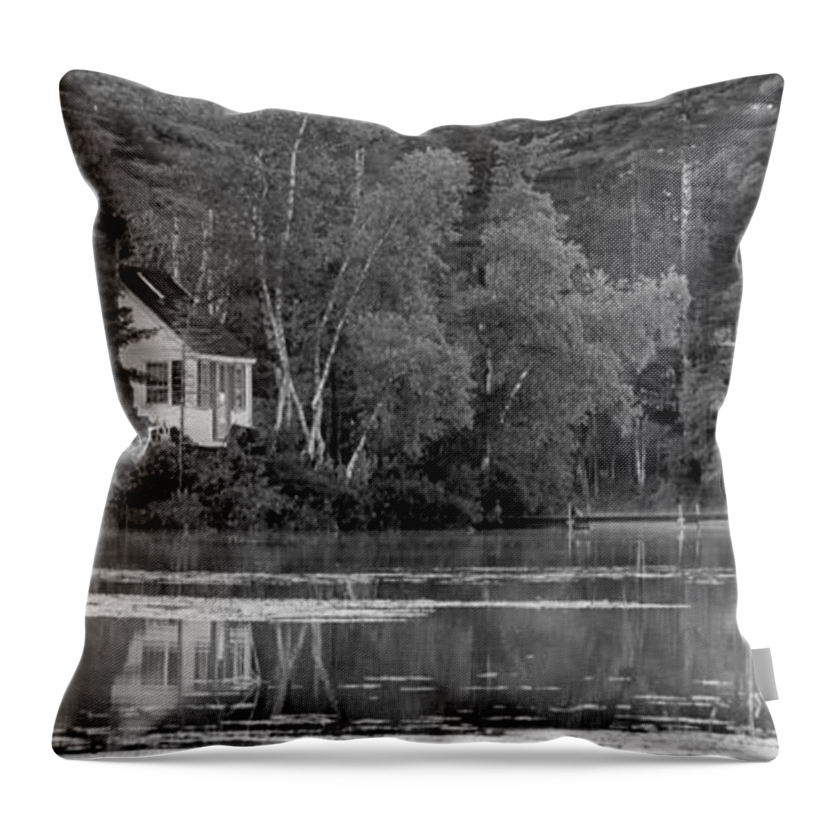 Maine Throw Pillow featuring the photograph Island Cabin - Maine by Steven Ralser