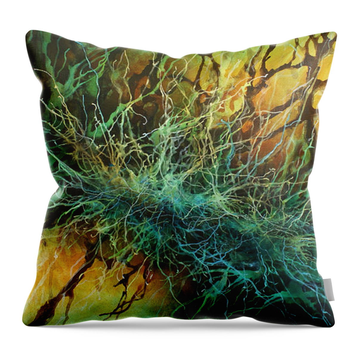 Abstract Throw Pillow featuring the painting 'its Complicated' by Michael Lang