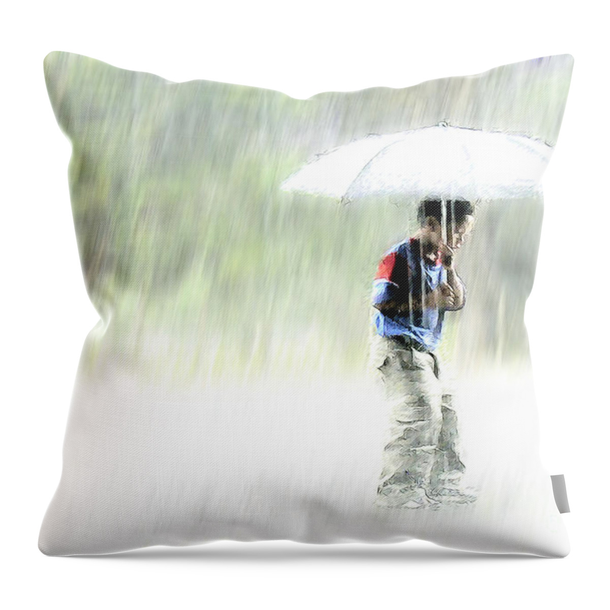 Children Throw Pillow featuring the photograph It's Raining Outside by Heiko Koehrer-Wagner