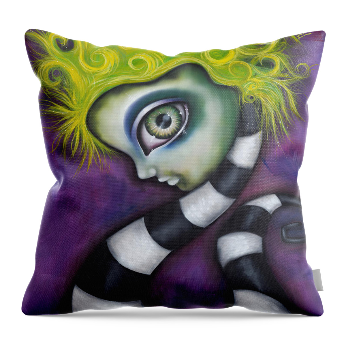 Beetlejuice Throw Pillow featuring the painting It's Show Time by Abril Andrade