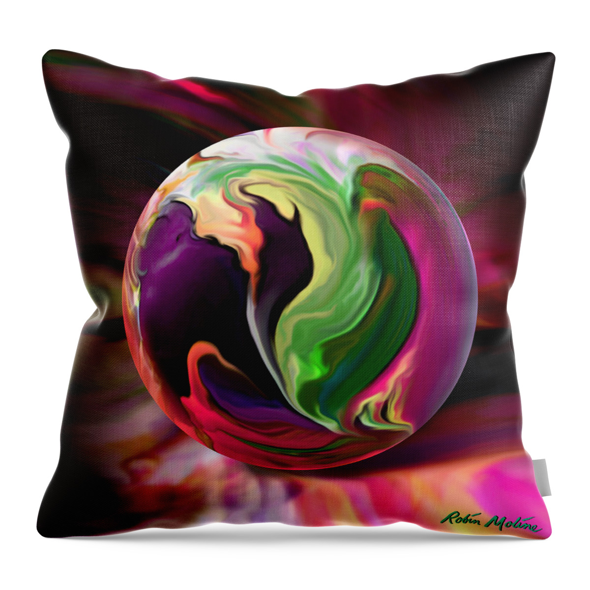 Jack-in-the-pulpit Throw Pillow featuring the digital art Jack in the Pulpit Globe by Robin Moline
