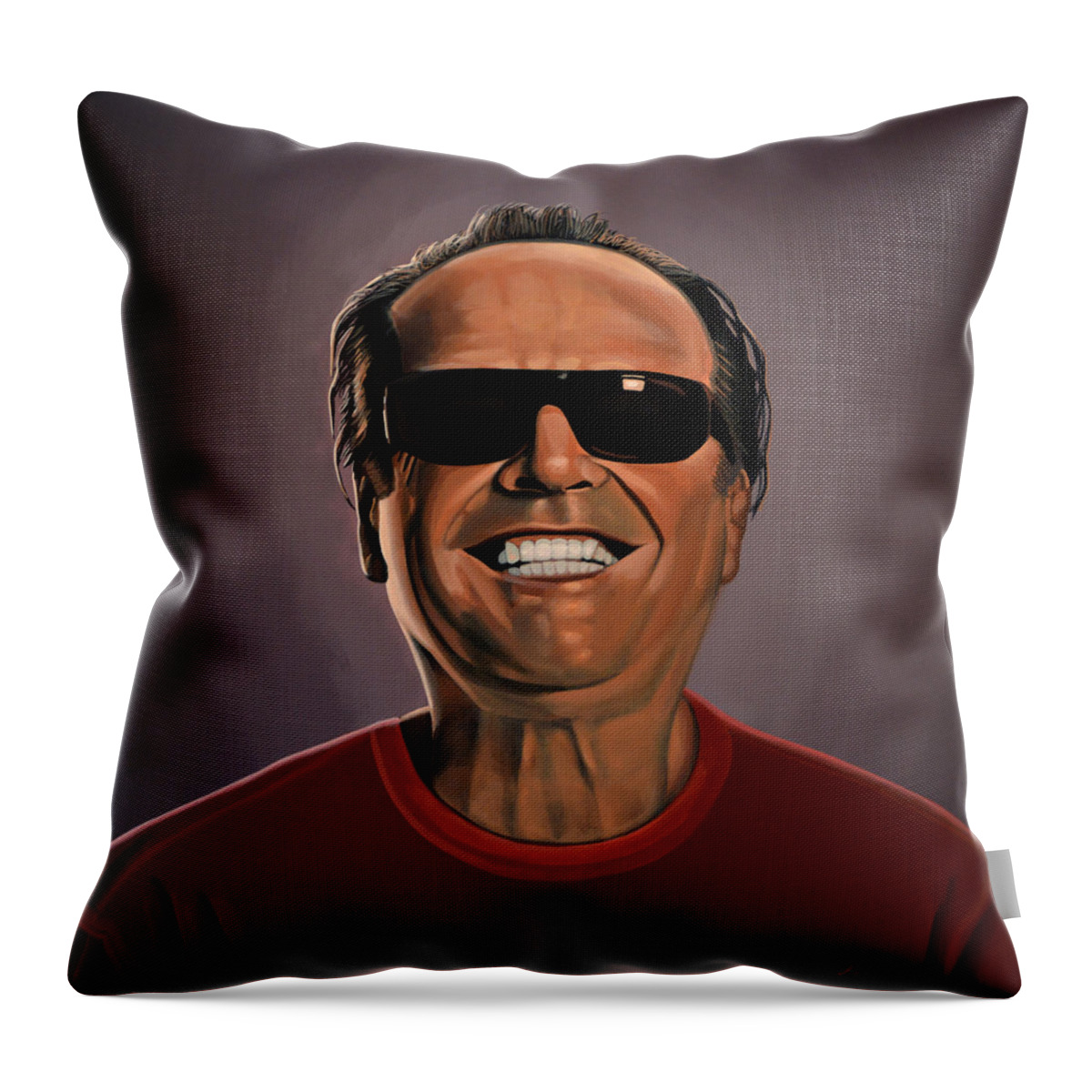 Jack Nicholson Throw Pillow featuring the painting Jack Nicholson 2 by Paul Meijering
