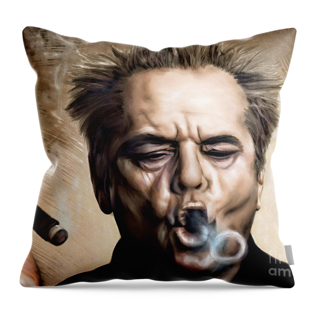 Actor Throw Pillow featuring the painting Jack Nicholson by Andrzej Szczerski