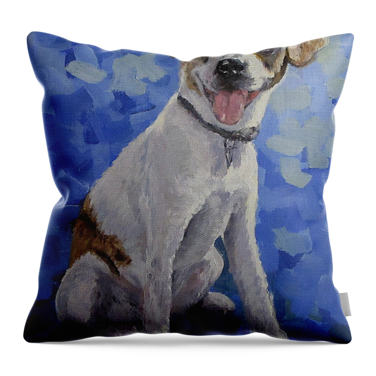 Dog Throw Pillow featuring the painting Jackaroo - A pet portrait by Karen Ilari