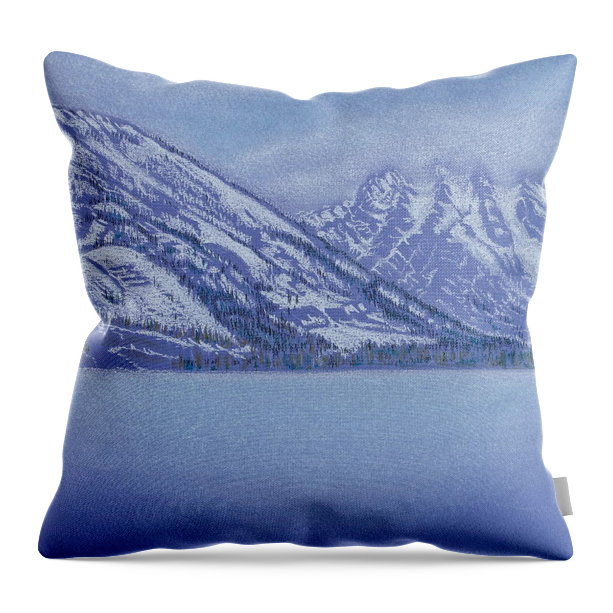 Landscape Throw Pillow featuring the pastel Jenny Lake - Grand Tetons by Michele Myers