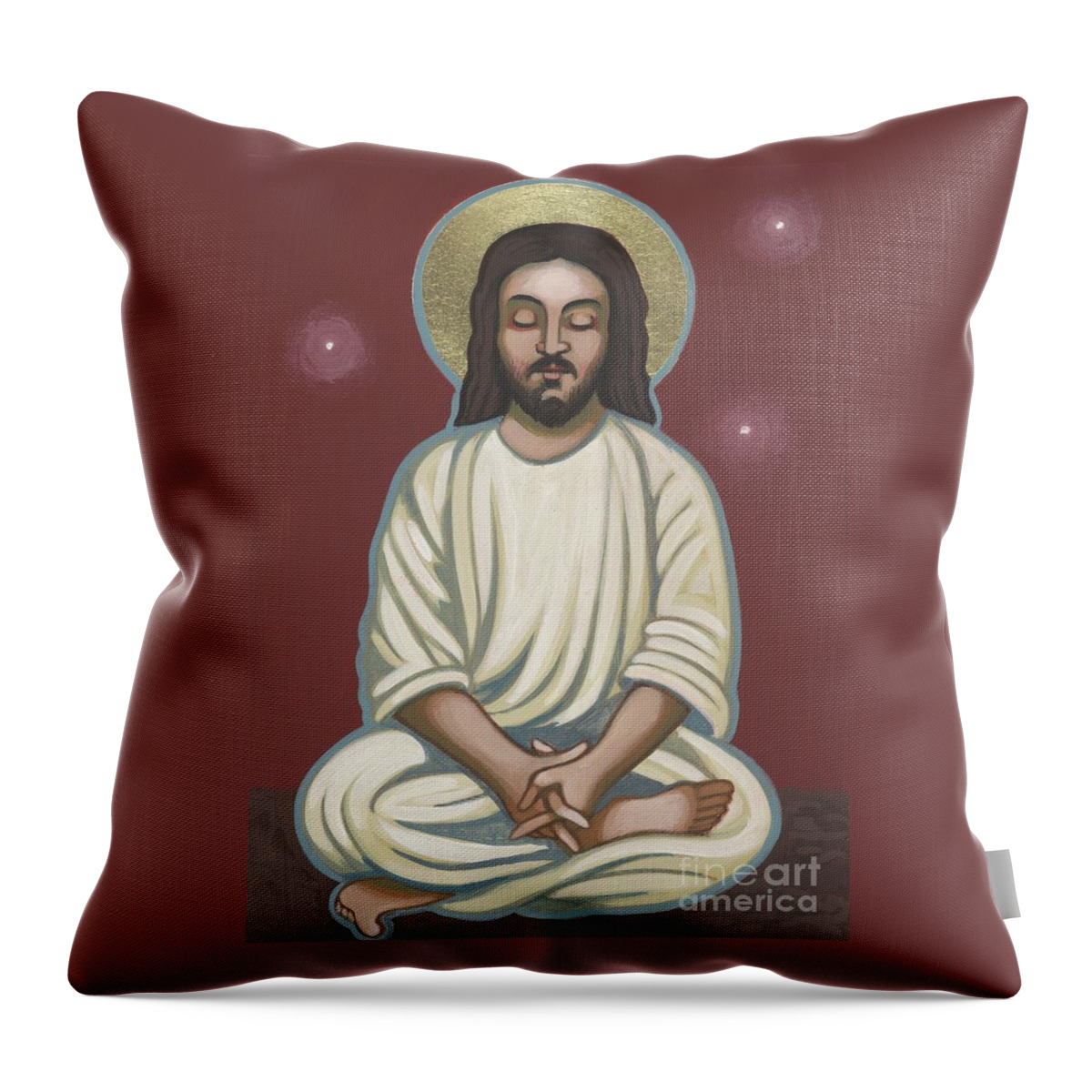 A Meditating Jesus? Father Bill Depicts Jesus In The Lotus Position Throw Pillow featuring the painting Jesus Listen and Pray 251 by William Hart McNichols