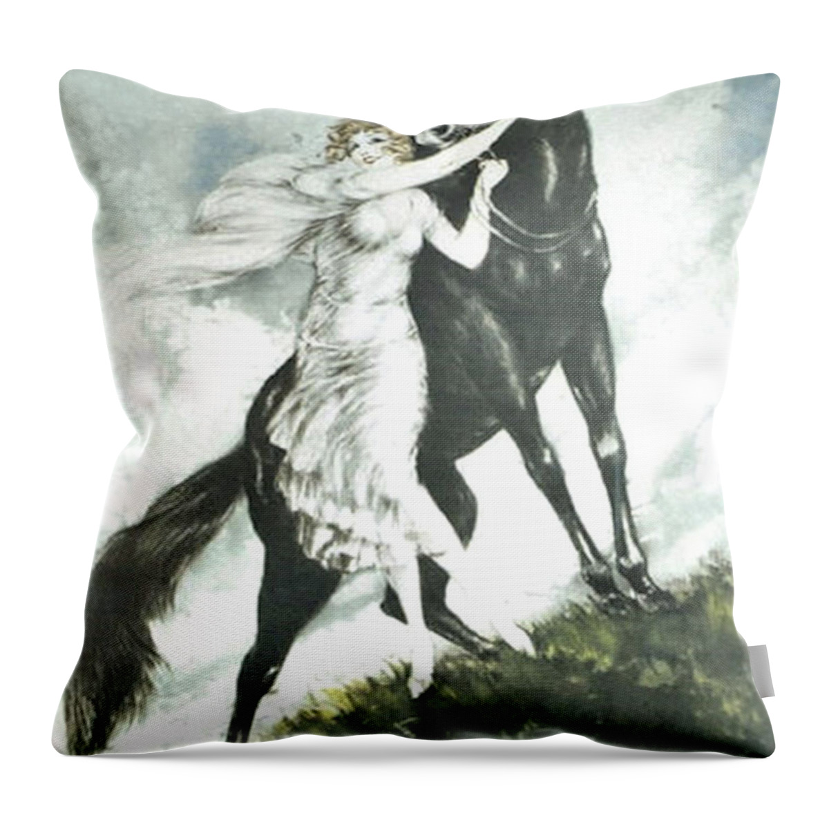 Louis Icart Throw Pillow featuring the painting Jeunesse by Louis Icart