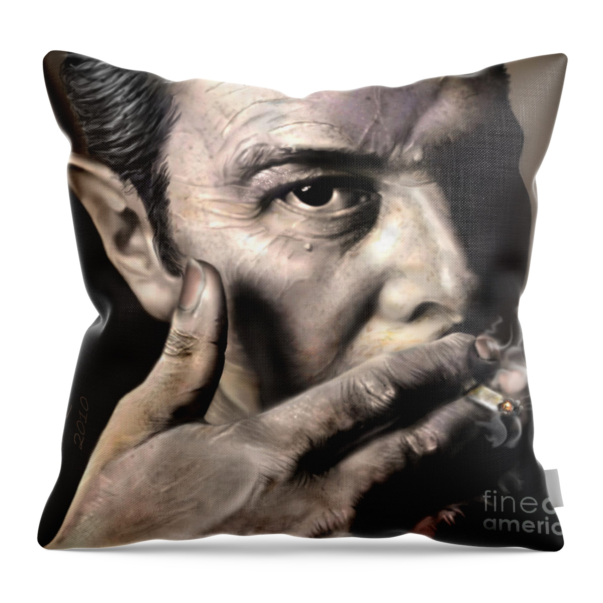 The Clash Throw Pillow featuring the painting Joe Strummer-Burning Lights by Reggie Duffie