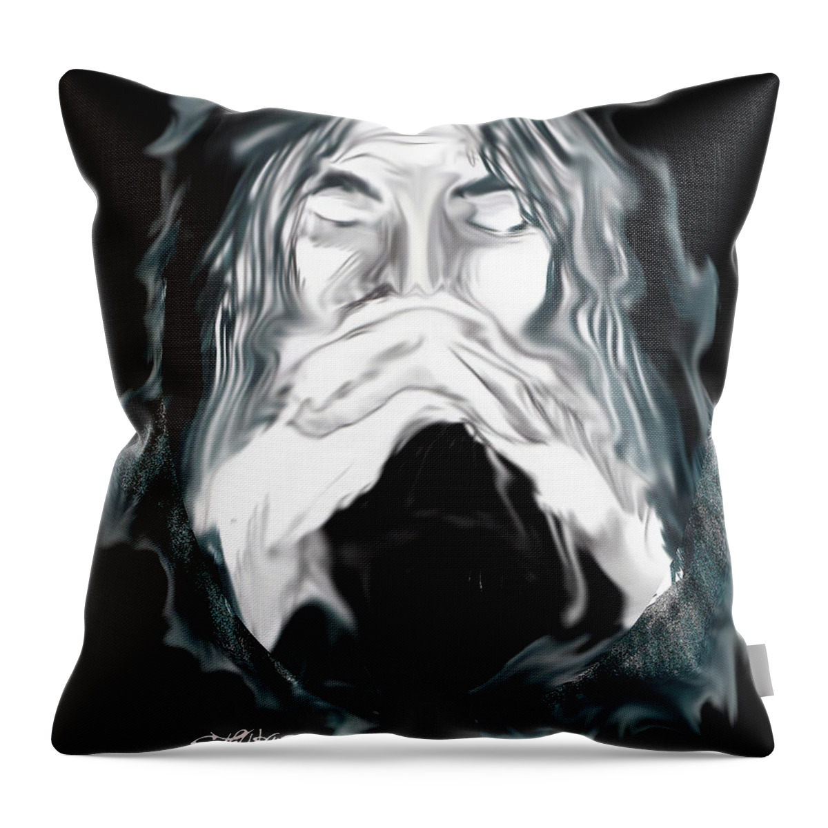 John The Baptist Praying Throw Pillow featuring the digital art John the Baptist Praying by Seth Weaver