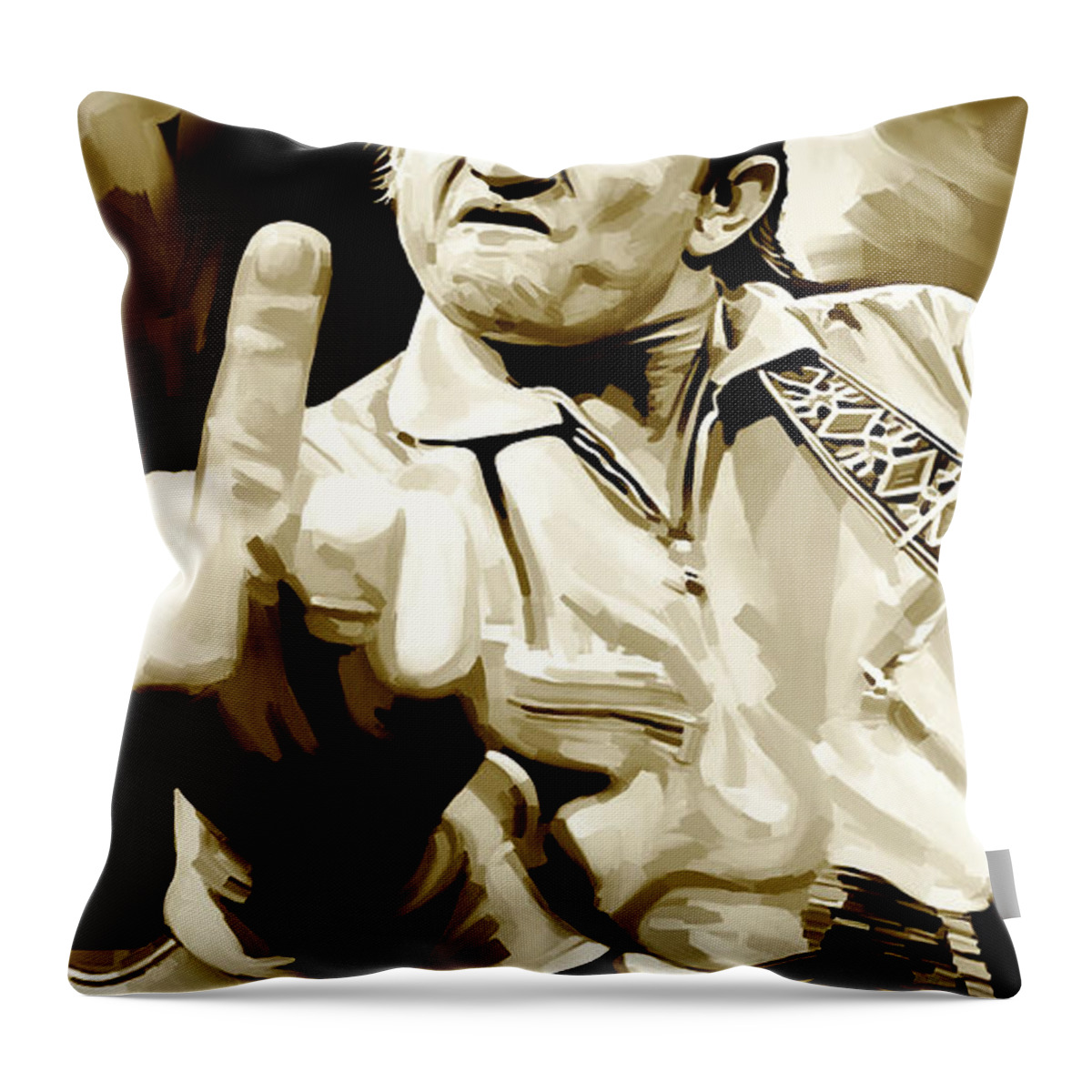 Johnny Cash Paintings Throw Pillow featuring the painting Johnny Cash Artwork 2 by Sheraz A