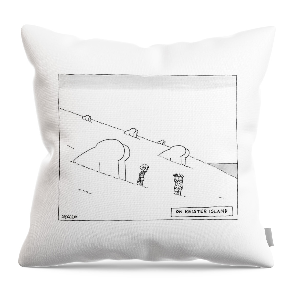 Keister Island -- Statues Of Butts Instead Throw Pillow