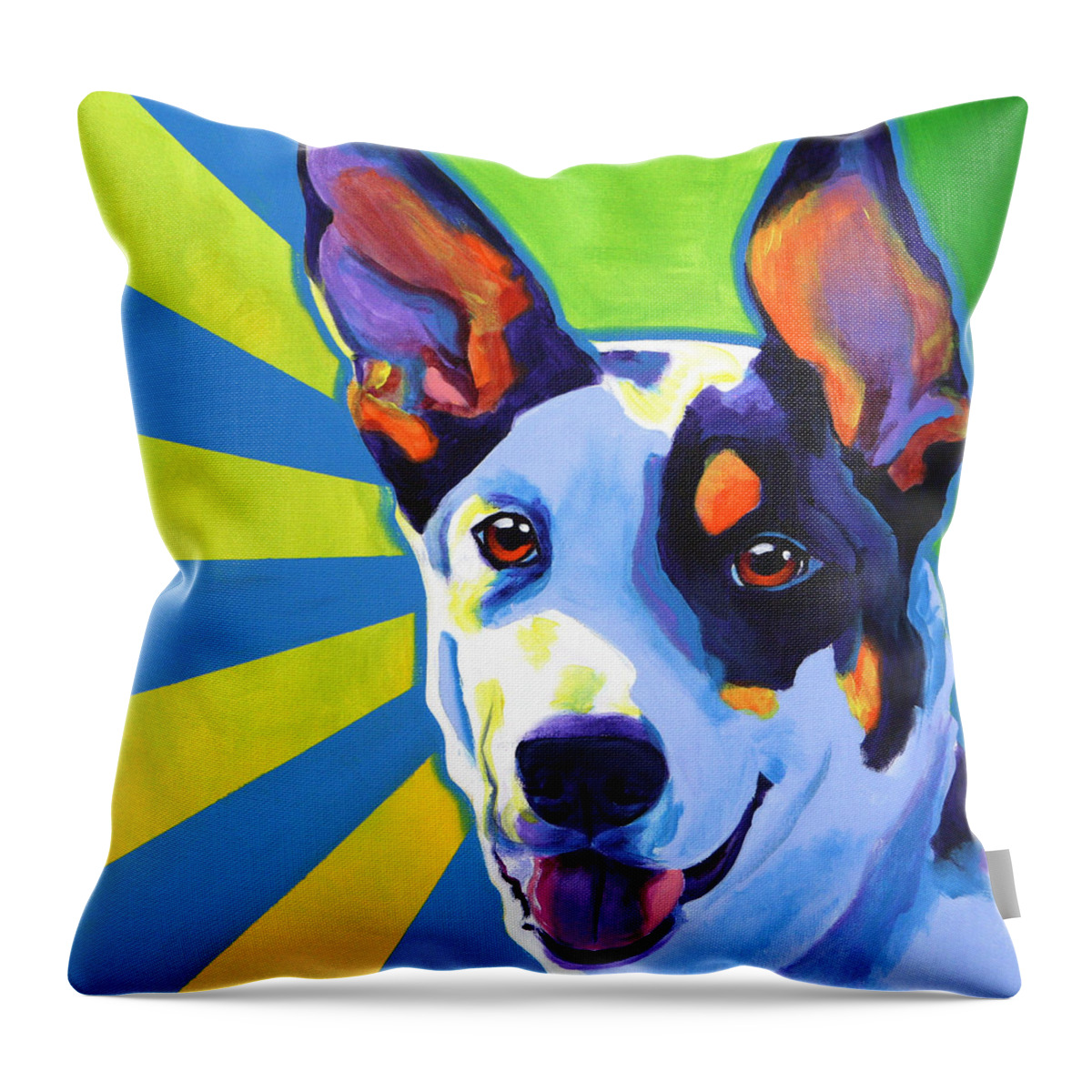Kelpie Throw Pillow featuring the painting Kelpie - Oakey by Dawg Painter